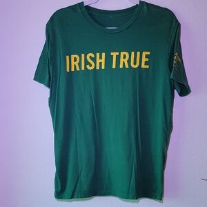 Green T-Shirt with Yellow 'Irish True' Print